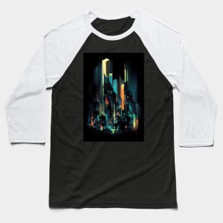 Big City Night Abstract Baseball T-Shirt